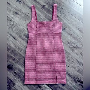 Pink Clueless Y2K houndstooth, plaid, schoolgirl, dress, square neck